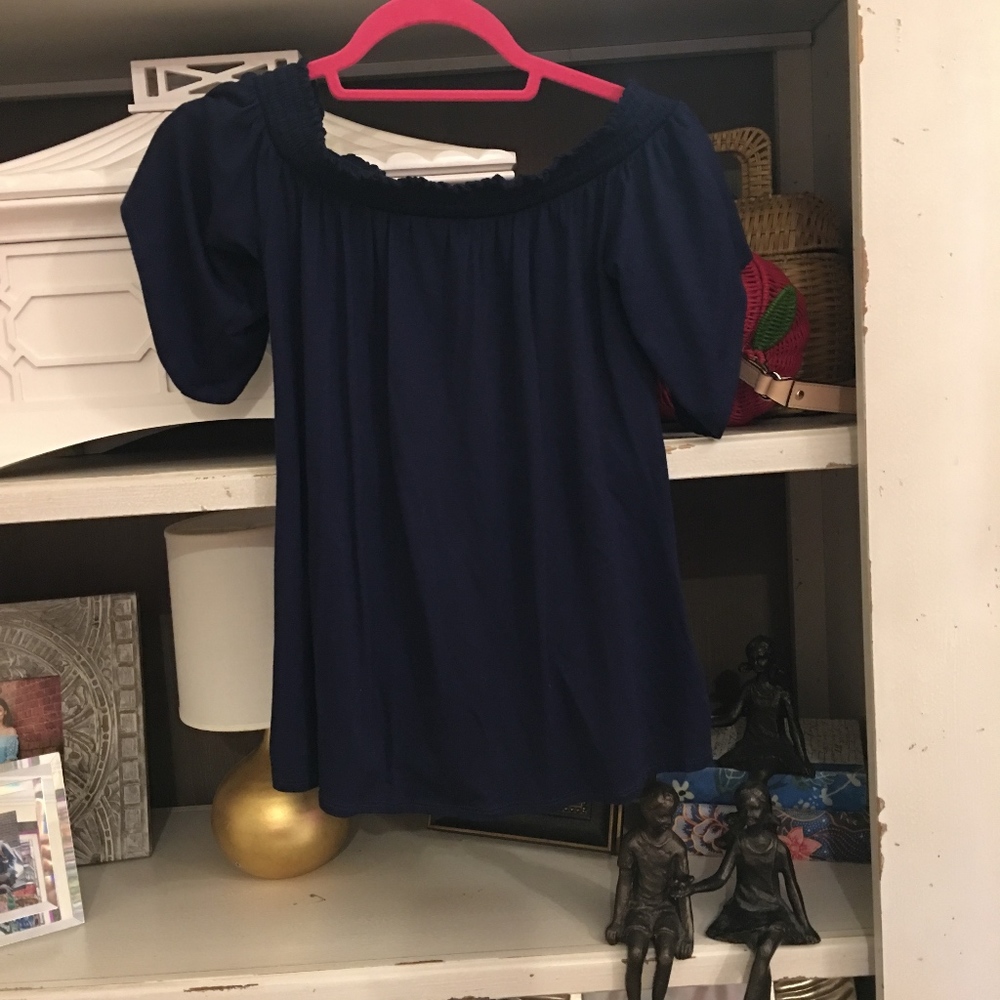 Lilly pulitzer navy off the shoulder top XXS